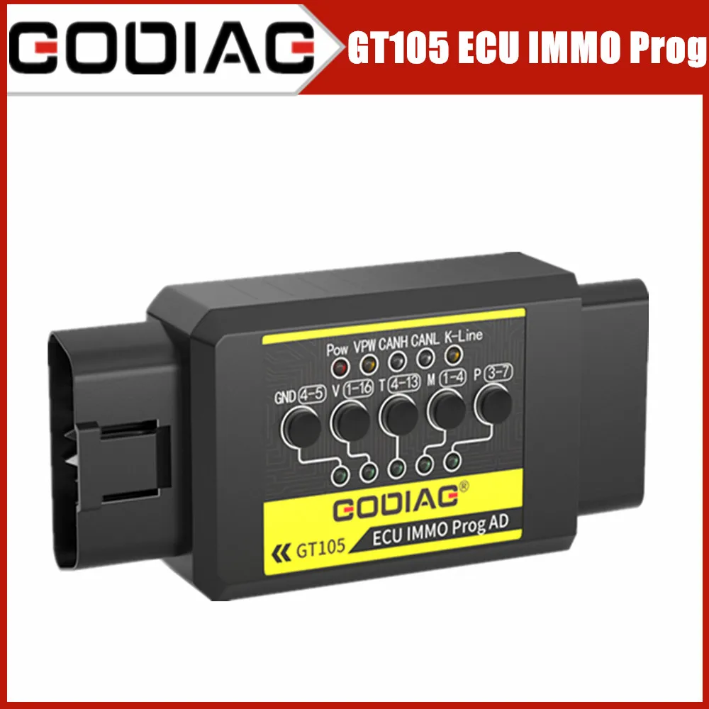 Блок блокировки GODIAG GT105 ECU IMMO Prog AD OBD II, разъем блока управления GT105 для короткого замыкания, OBD2, питание от автомобильного аккумулятора