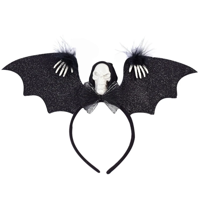 

Light up Headband Costume Cosplay Glitter Bat Wing Dark Devil Skull Headdress