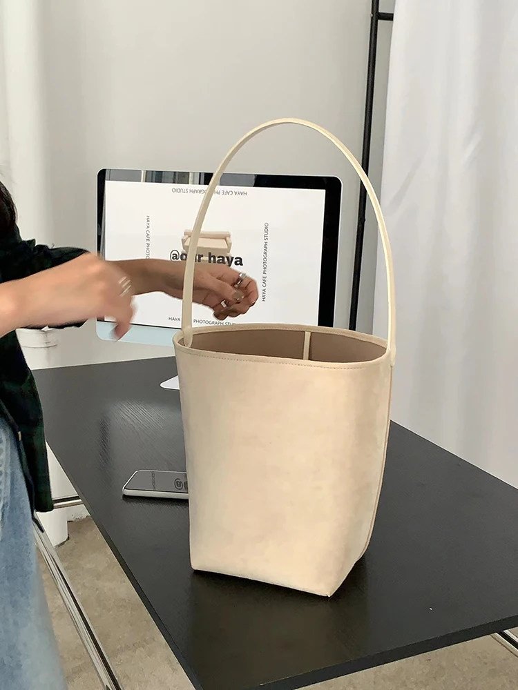 Винтажные простые модные замшевые сумки на плечо 2024 подходящая ко всему