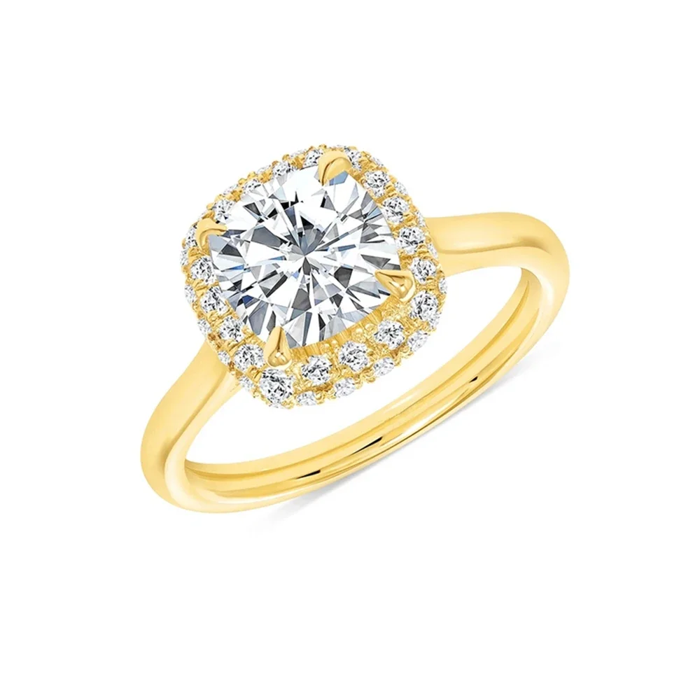 VAL Великолепное квадратное женское кольцо с блестящими микро-паве и кристаллами