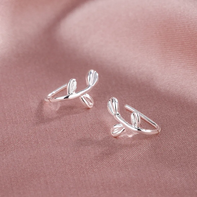 

925 Silver Color Vintage Leaf Earrings For Women Trendy Earring Jewelry Prevent Allergy Party Accessories Gift