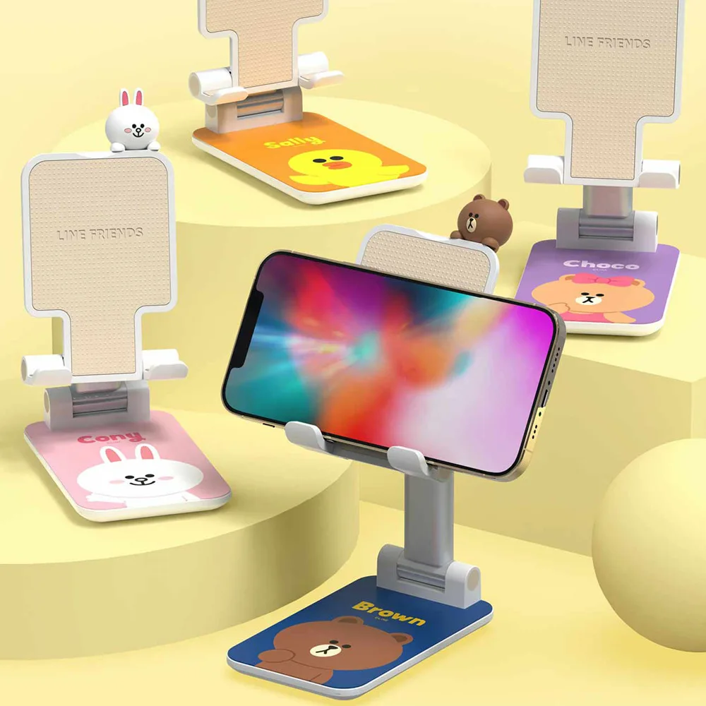 

Korean Line Friends Brown Bear Kenny Rabbit Mobile Phone Stand Flat Lifting Bracket Lovely Cartoon Doll Phone Holder