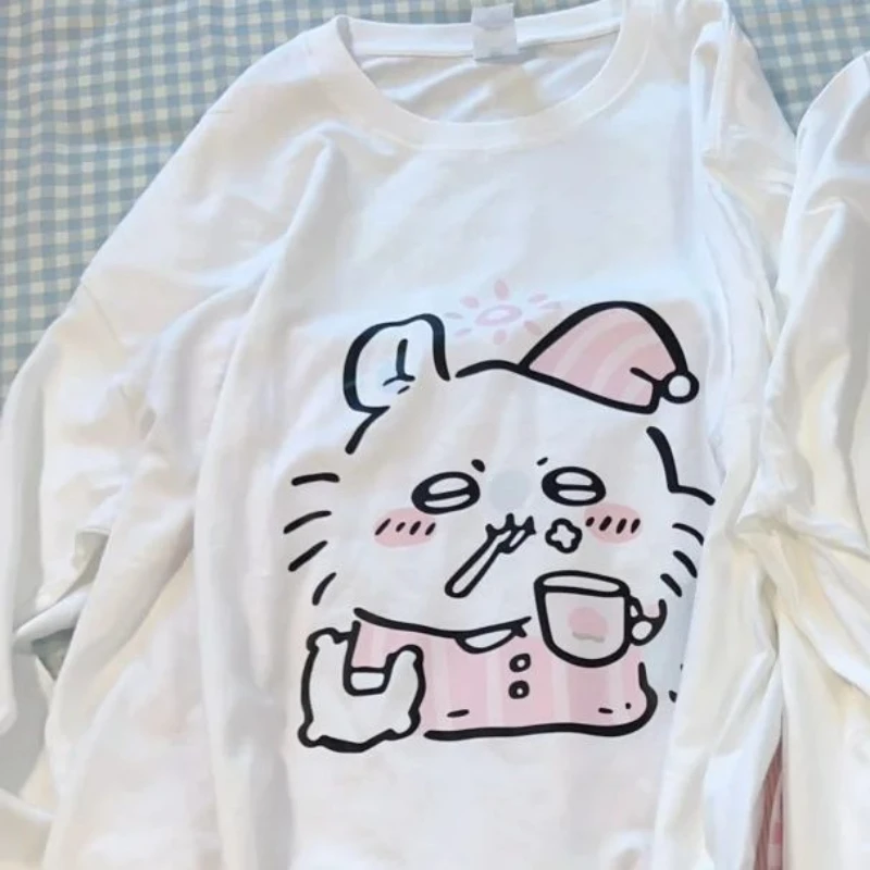 Женская футболка с длинными рукавами и принтом Jiikawa из чистого хлопка модный