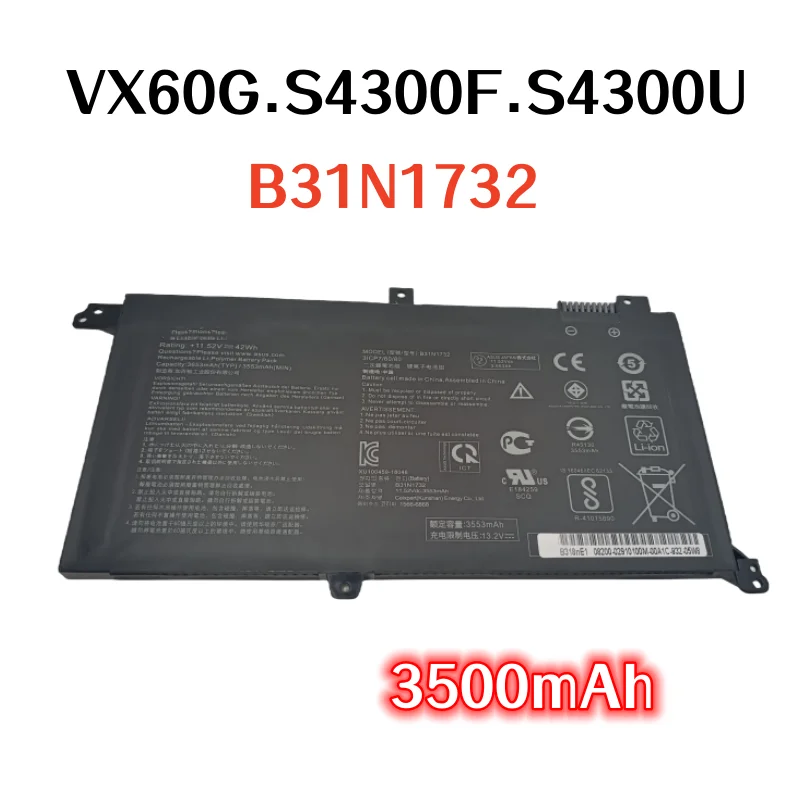 

Original 3500mAh For ASUS VX60G S4300F S4300U B31N1732 laptop Original battery