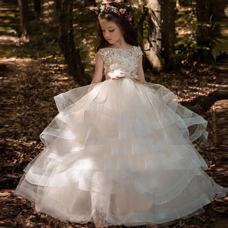 

Formal Pageant White Lace Bridesmaid Dress for Girls Gown Elegant Prom Birthday Party Wedding Princess Dresses Evening Vestidos
