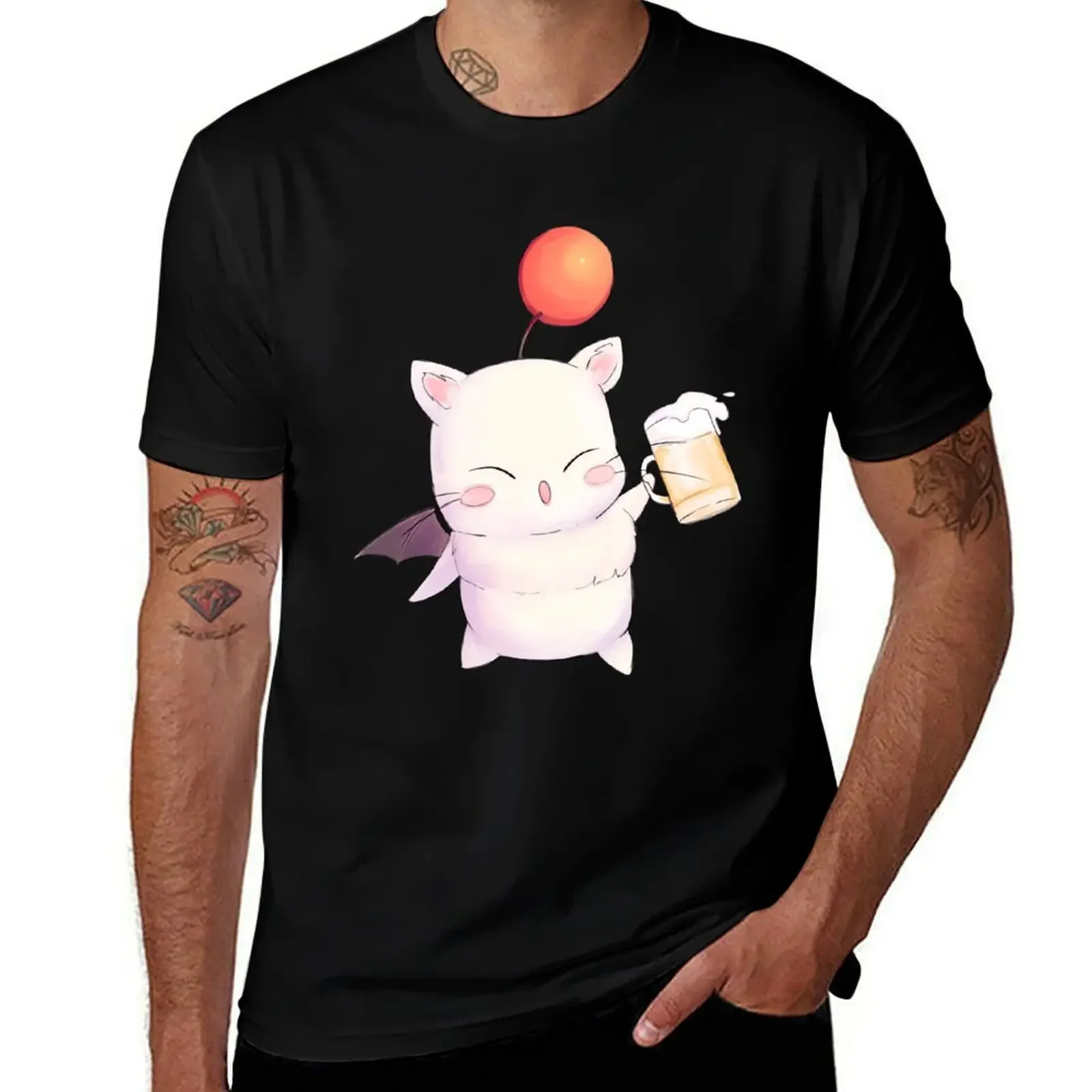 Фото Футболка Moogle\t, винтажная одежда для мальчиков, белая футболка с аниме, футболки для мужчин №1