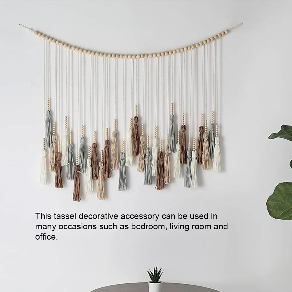 

Large Tassel Wall Hanging Wood Beads Bohemia Universal Ornament Tassels Housewarming Gifts Household Office Wedding