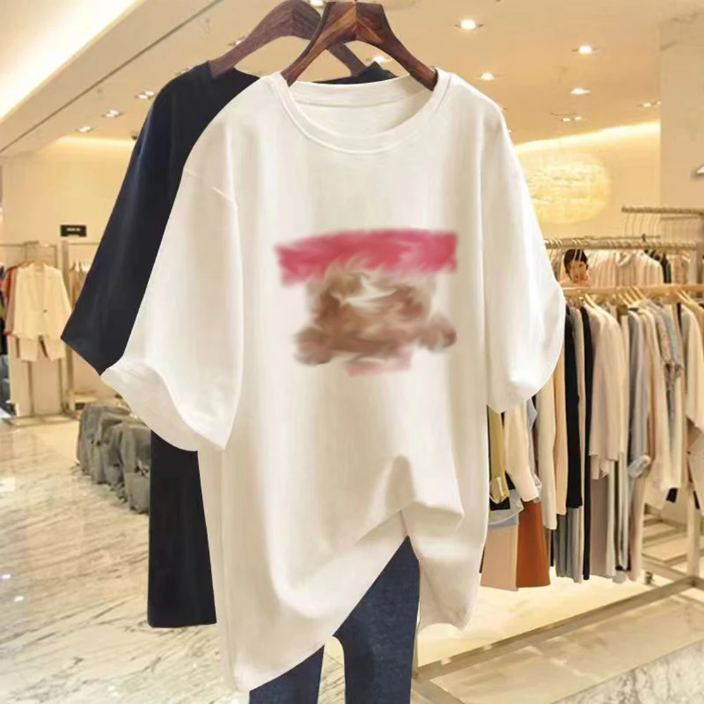 

Women Short Sleeve Round Neck Solid Animal Bear, Letters Manhattan T Shirt Tops