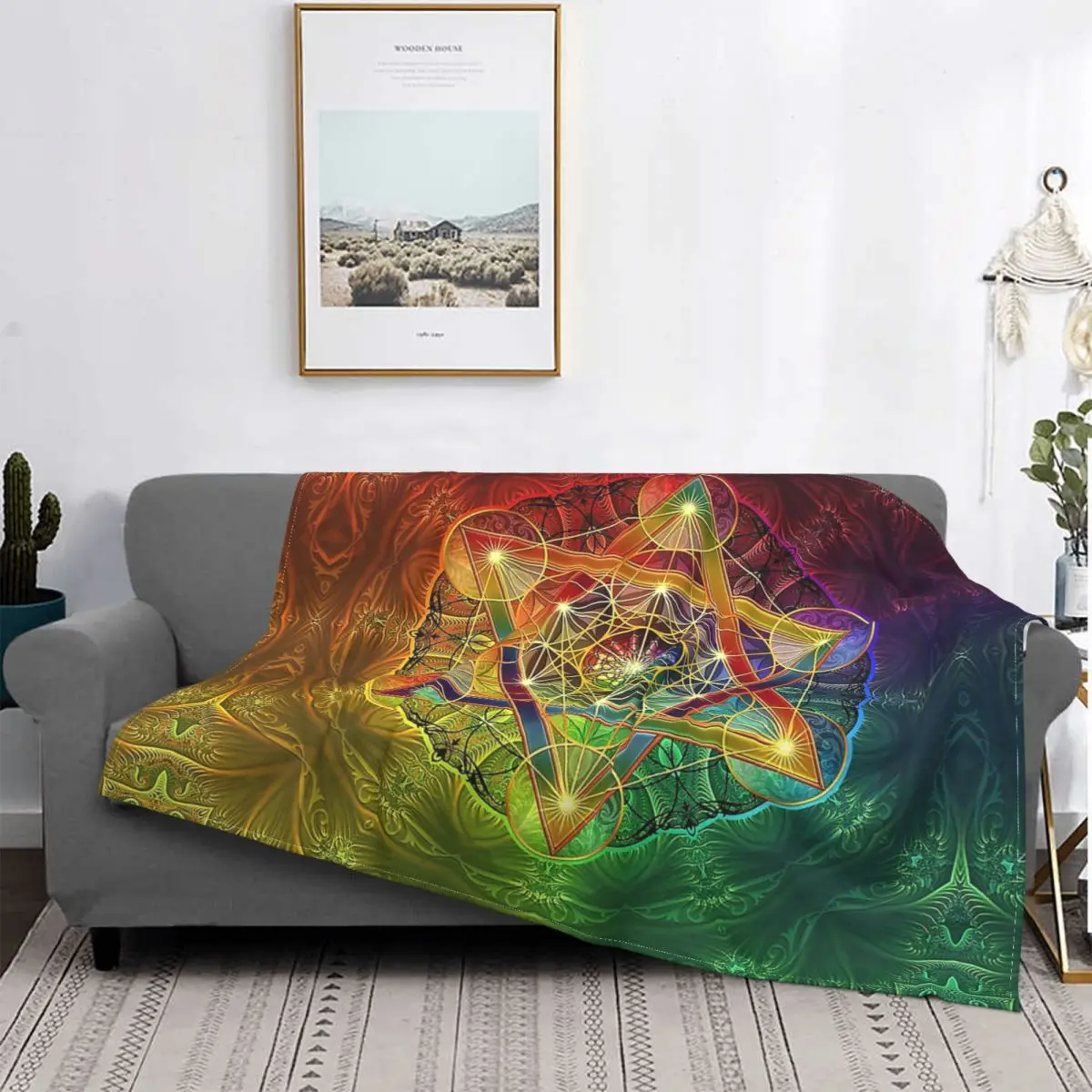 

Цветок жизни священный геометрический Звездный кластер фланелевые одеяла с рисунком в стиле религиозного направления, мандала мягкие Пледы для дивана плюшевое одеяло