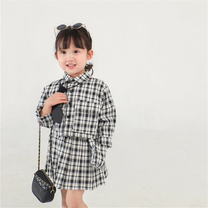 Детская одежда костюм в черно-белую клетку новинка на весну и осень Детский для