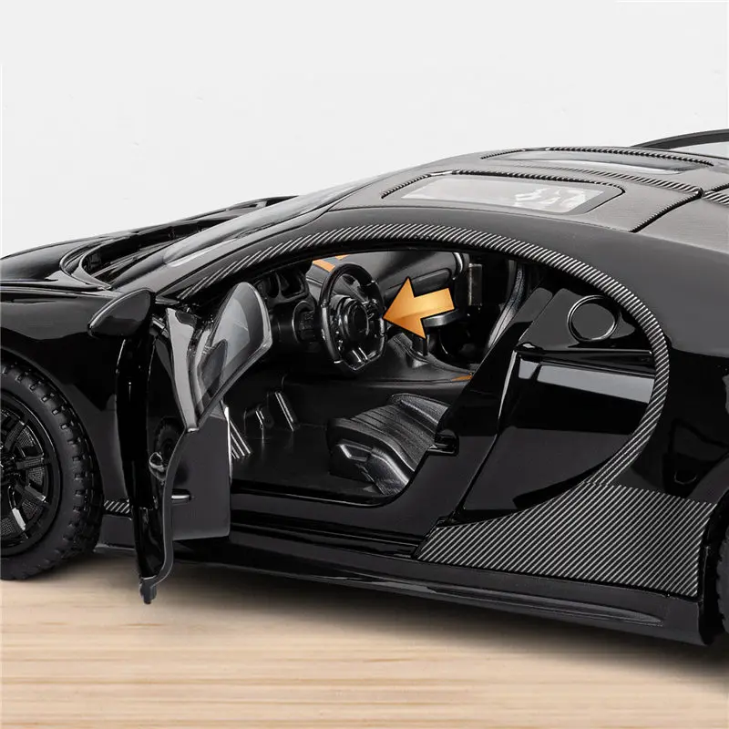 Фото Масштабная модель 1:24 Chiron PUR SPORT W16, спортивный автомобиль из литого металла, гоночная машина с имитацией звука и света, коллекционная. №5