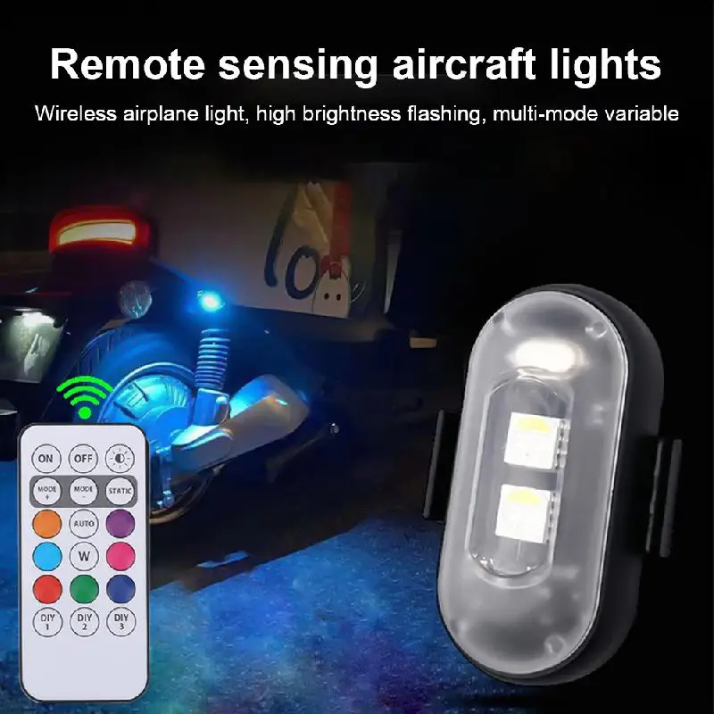 4PCS Wireless LED Strobe Lights With Remote Control USB Charing Waterproof Anti-Collision Led Emergency Warning For Car
