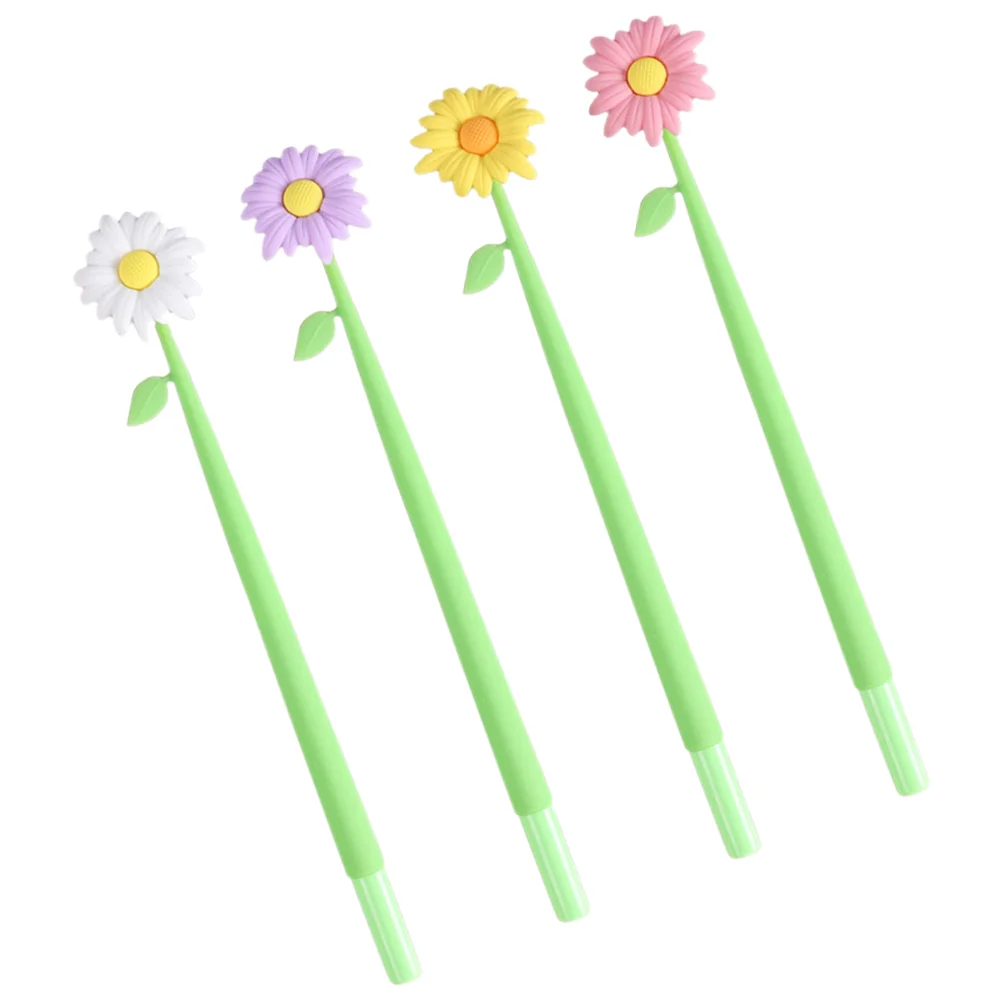 

4 Pcs Writing Pens Cute Little Daisy Teachers Plastic Portable Gel Students School Supplies Office Girls