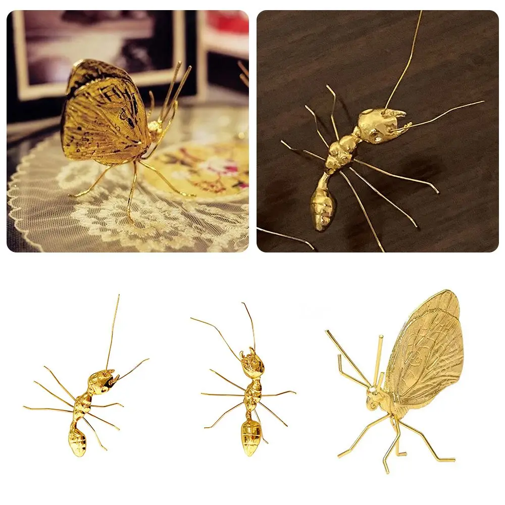 

Creative Metal Handicrafts Copper Gold Ant Butterfly Ornament Handmade for Home Modern Art Decoration Accessories