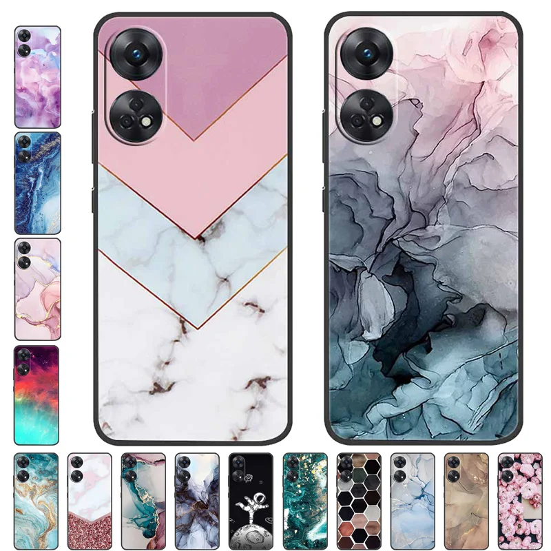 

Case For Oppo Reno 8T Cover Black Silicone Soft Phone Back Cases for Oppo Reno8 T 4G Fundas Reno8T CPH2481 6.43" Lovely Fundas