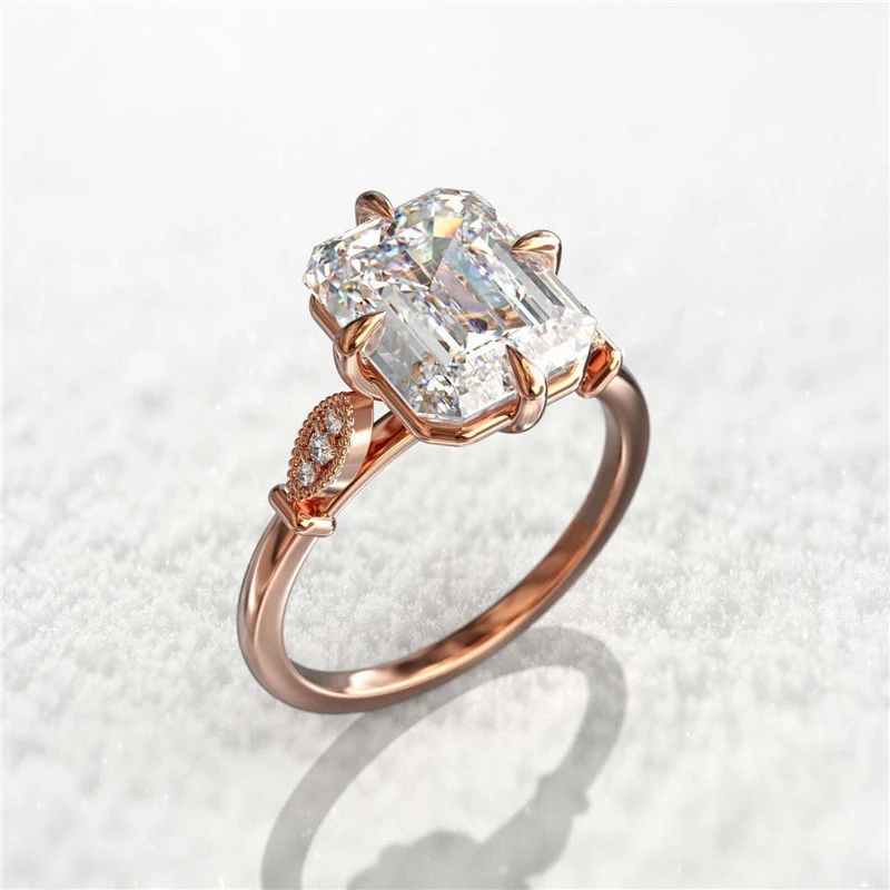 

Huitan Luxury Square Crystal Cubic Zirconia Women Ring Wedding Engagement Ring Simple Elegant Accessories Lady's Fashion Jewelry