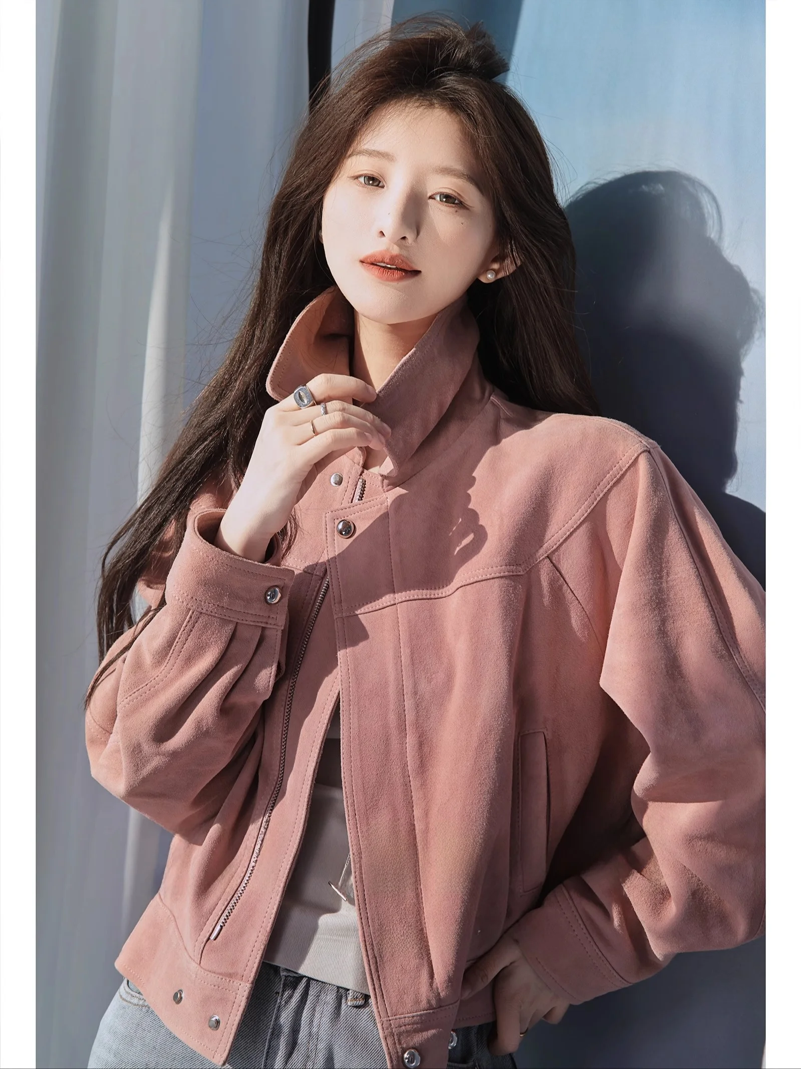 Daxi Домашняя | Роза. Кожаная одежда Свободная женская из овчины осень 2023 новый