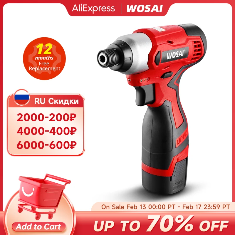WOSAI 16V Electric Drill Screwdriver 100N.m impact Driver cordless drill Household Multifunction Hit Power Tools MT-SER - купить по