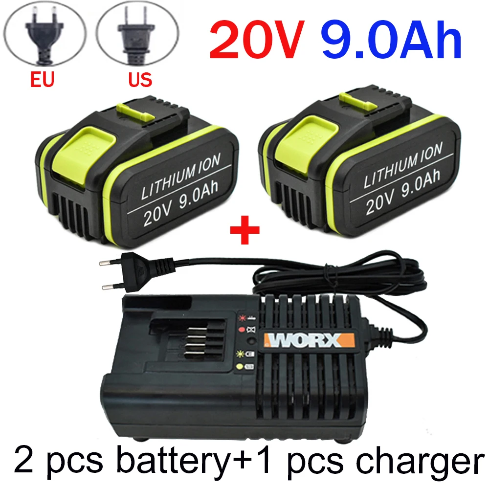 

20V 9000mAh Replacement Worx 20V Max Li-Ion Battery WA3551 WA3551.1 WA3553 WA3641 WX373 WX390 Rechargeable Battery Tool