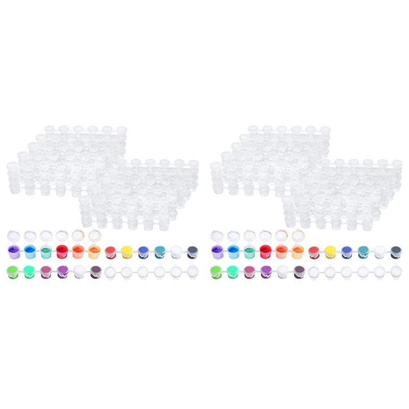 

160 Strips 960 Pots Empty Paint Strips Paint Cup Pots Mini Paint Pots Clear Storage Containers For Paintings Art (3Ml)