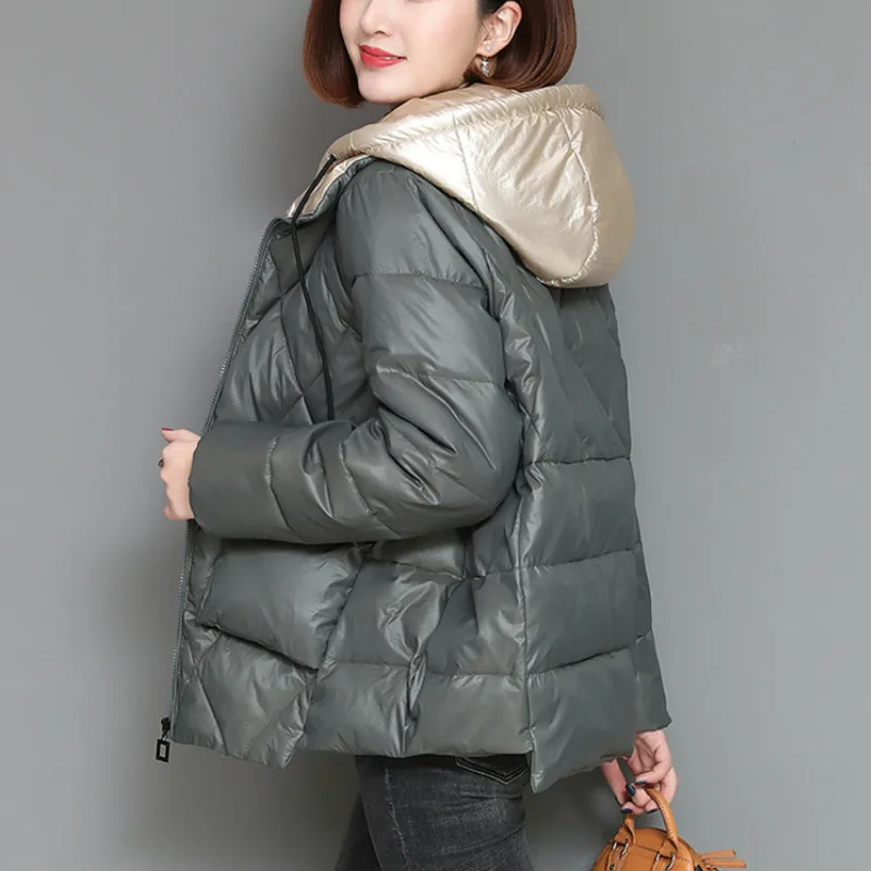 Women Casual Korean Style Pockets Oversize Autumn Winter Coats Jacket Women Solid Color Hoodies Patchwork Black Jackets M-3XL