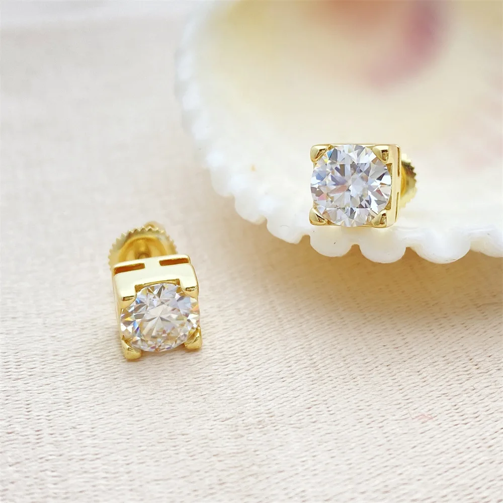 3-6.5mm Moissanite Diamond Earrings For Women Ear Studs Men High-End Jewelry Pass Tester Free Shipping