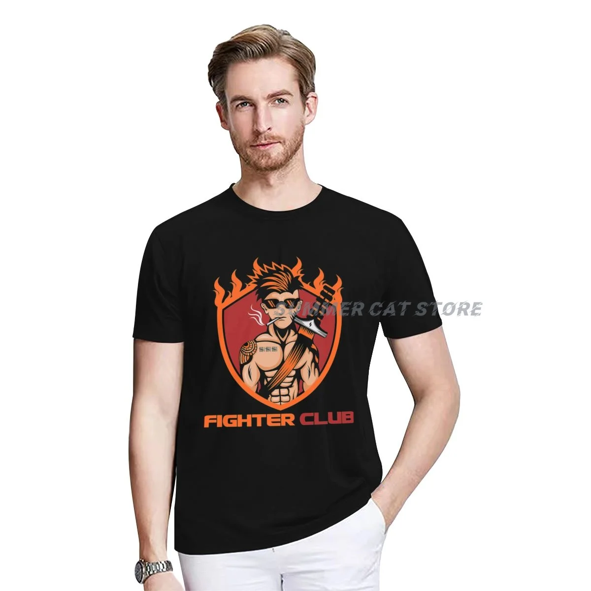 

Men Women T-shirt Summer Cotton Fighter Club Amazing Design For O-neck Short-sleeved Couple Casual T-shirt