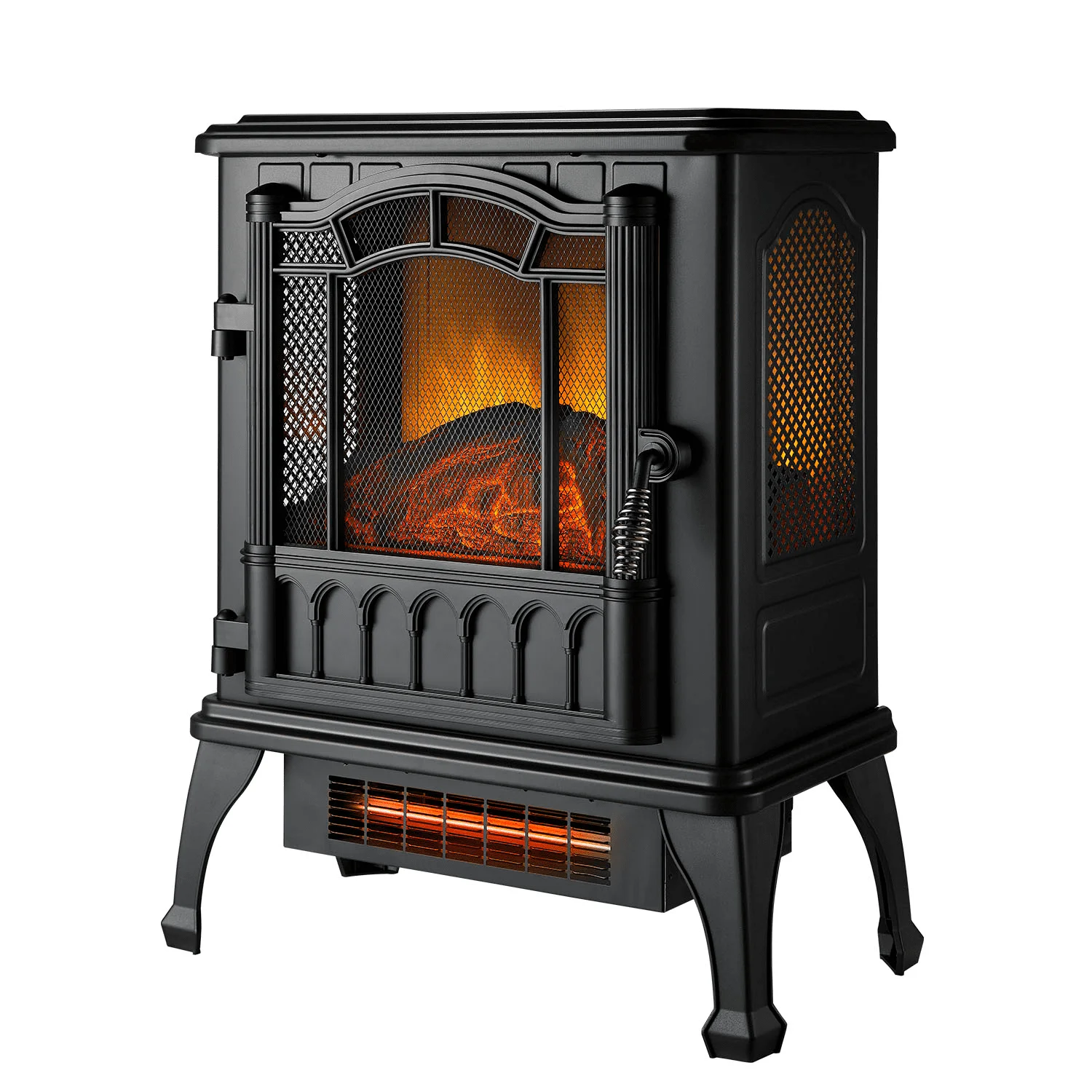 ,Mainstays Black 1500w 2-Setting 3D Electric Stove Heater with Life-like Flame