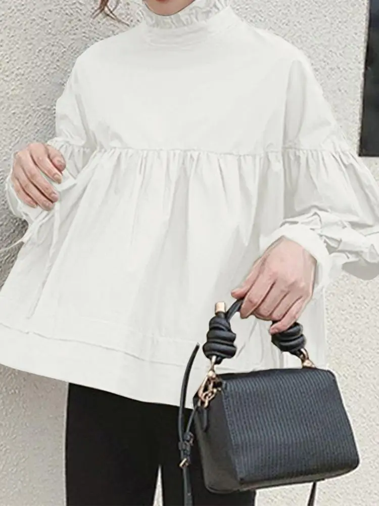 

VONDA Y2K Spring Elegant Blouse Women Long Sleeve Chemise Tops Casual Loose Party Tunic Blusas Female Solid Office Shirts 2022