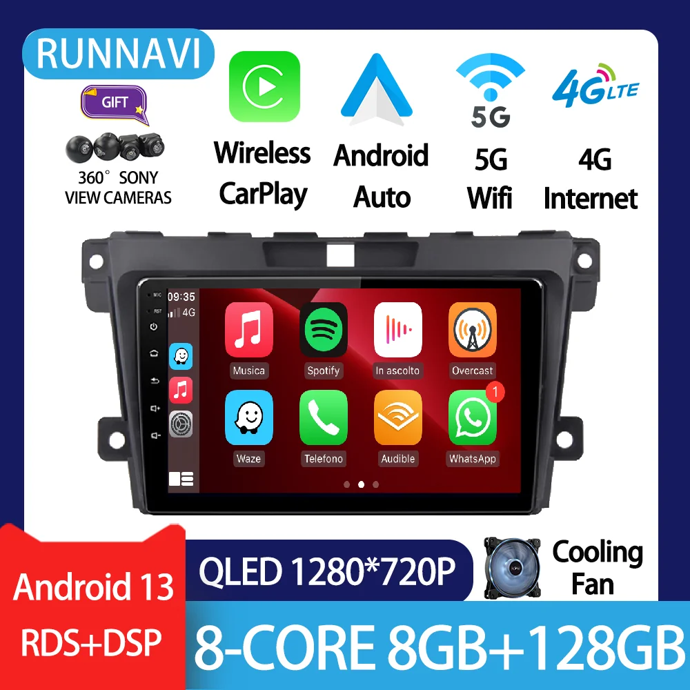 

Android 13 для Mazda CX7 CX 7 CX-7 2008-2015, автомобильное радио, стерео, мультимедийный видеоплеер, GPS, беспроводное головное устройство для Carplay DSP QLED