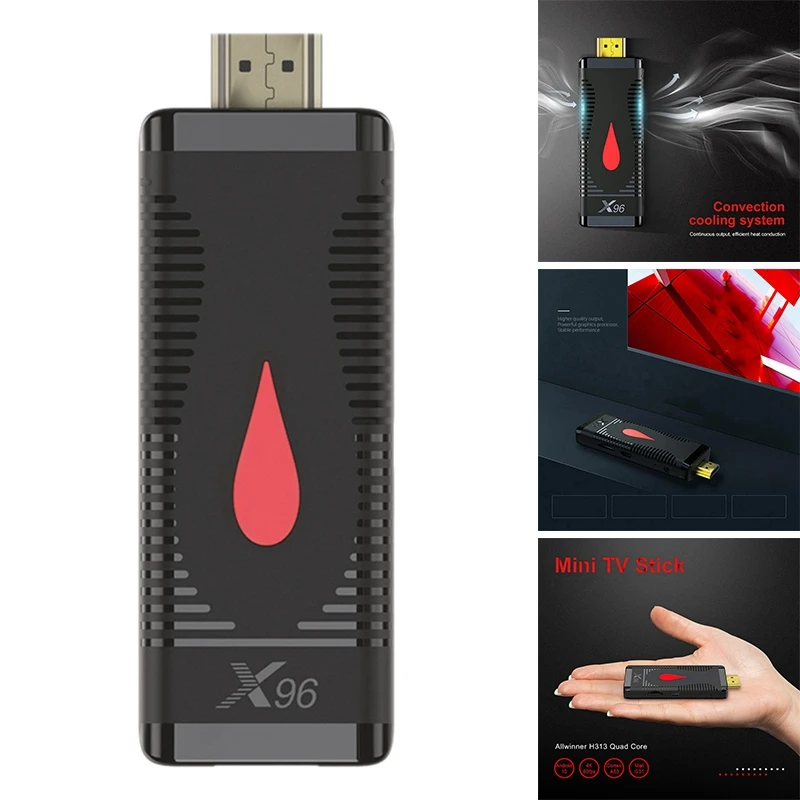 

RISE-Android 10.0 TV Stick Allwinner H313 Quad Core Wifi Media Player X96 S400 8/16G ROM 4K TV BOX Dongle