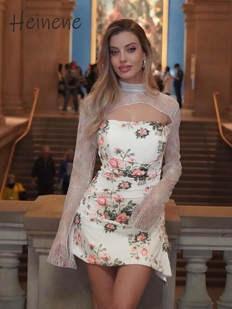 Платье с цветочным принтом без бретелек высокой талией