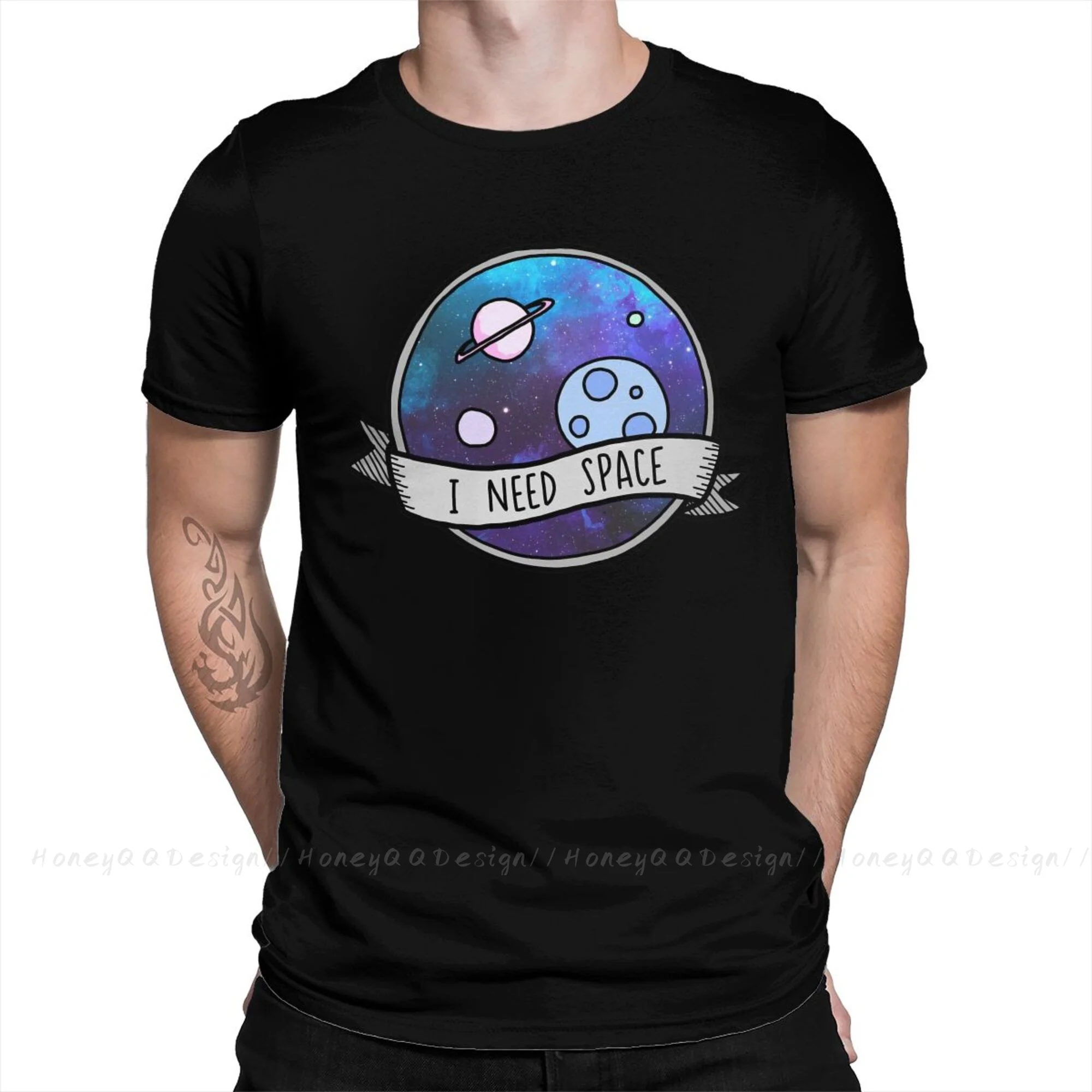 

Men Solar System TShirt I Need Space Pure Cotton Tees Harajuku Short Sumer Sleeve Adult Shirt Gift