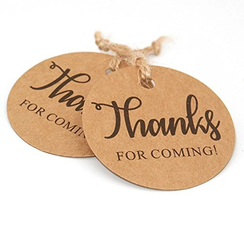 100-300Pcs Natural Kraft Paper &quotthank You Coming&quot Label with Twine Gift Tags for Wedding Party DIY Crafts Stationery - купить по