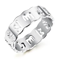 510 mantra ring titanium steel gold plated six character mantra mens ring skeletonized hot selling ring