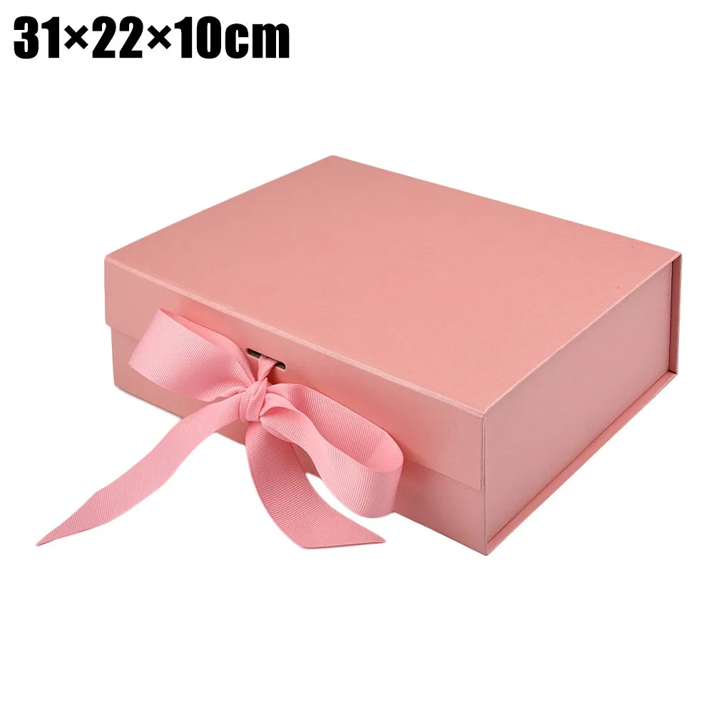 

3 Size Gift Box High Quality Rigid Thick Gift Box,Box With Ribbon, Magnetic Box Packaging Bowknot Box Clamshell Folding Box