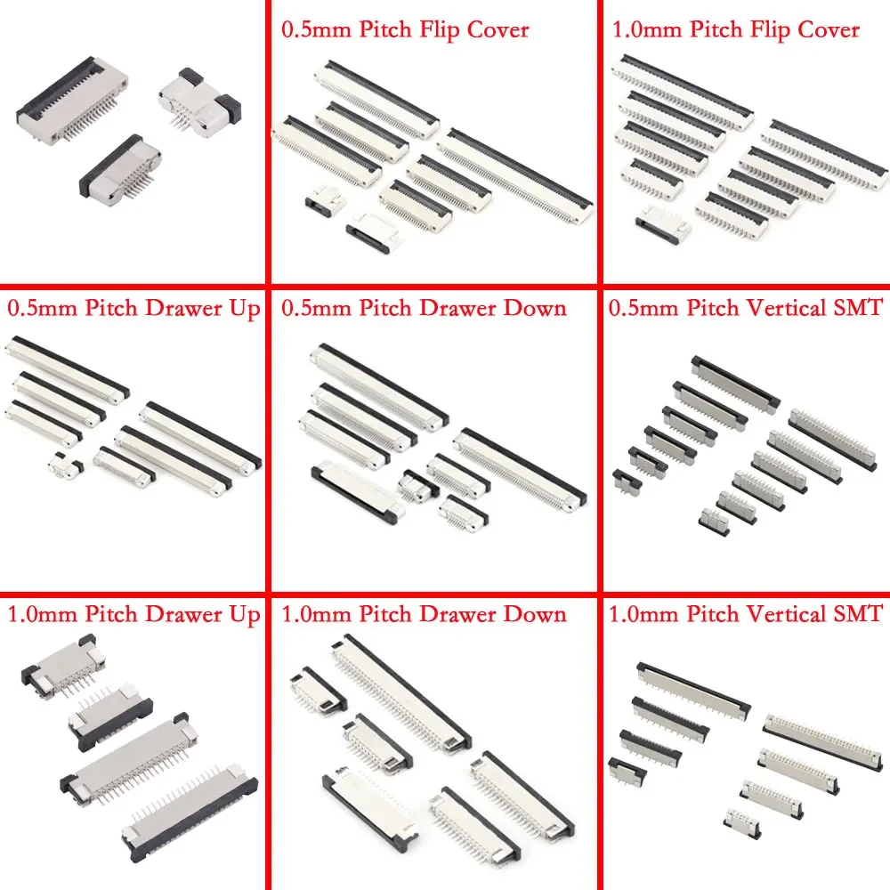 Шаг 0 5 мм/1 мм FPC FFC Откидная крышка ящика вверх/вниз под раскладушкой Разъем для
