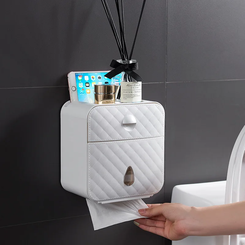 

Storage Paper Mounted Tray Bathroom Toilet Shelf Tray Wall Paper Box Product Roll Toilet Box Paper Tissue Waterproof Tube Holder
