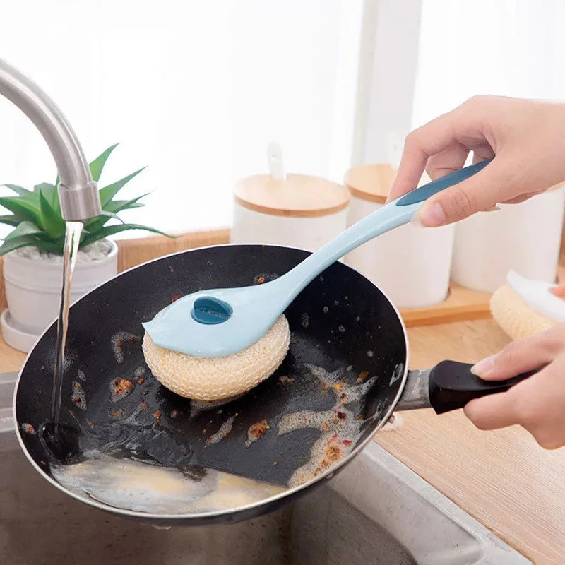 

Кухонная щетка из наностальной проволоки с шариками, инструмент для чистки, мощная антипригарная щетка для горшка с длинной ручкой, товары ...