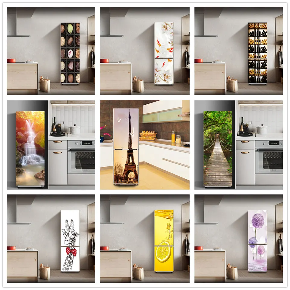 

Self Adhesive PVC Refrigerator Sticker Waterproof Removable Wallpaper For Kitchen Fridge Home Decor Art Wall Decal Murals Poster
