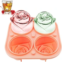 3d rose ice molds 2 5 inch large ice cube trays make 4 giant cute flower shape ice silicone rubber fun big ice ball maker