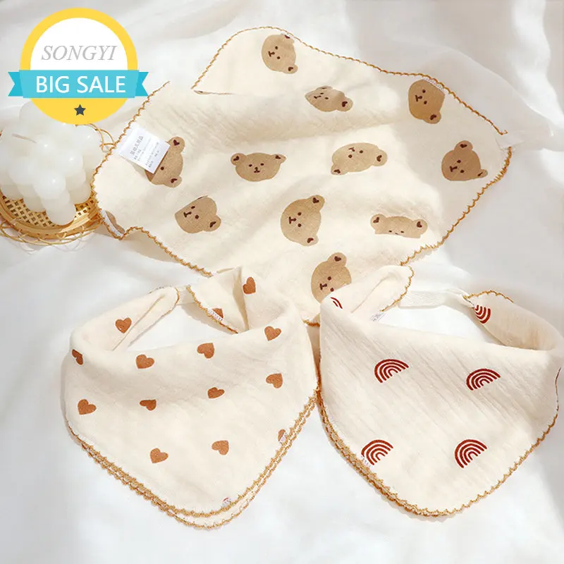 

Cotton Baby Face Towel Newborn Baby Items 4 Layer Muslin Baby Bibs Handkerchief Soft Saliva Towel Triangle Feeding Burp Cloths