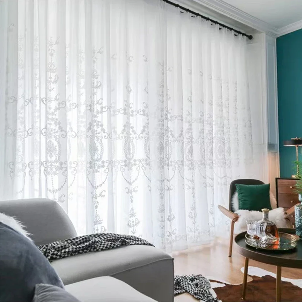 Элегантная оконная занавеска дверная вязаная с благородными цветами