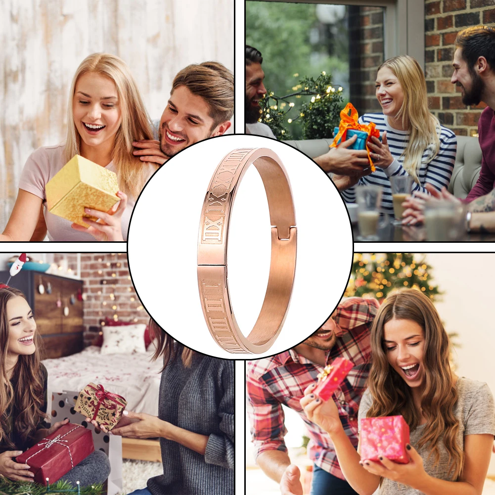 Роскошный Браслет-манжета браслет из нержавеющей стали резьба римские цифры