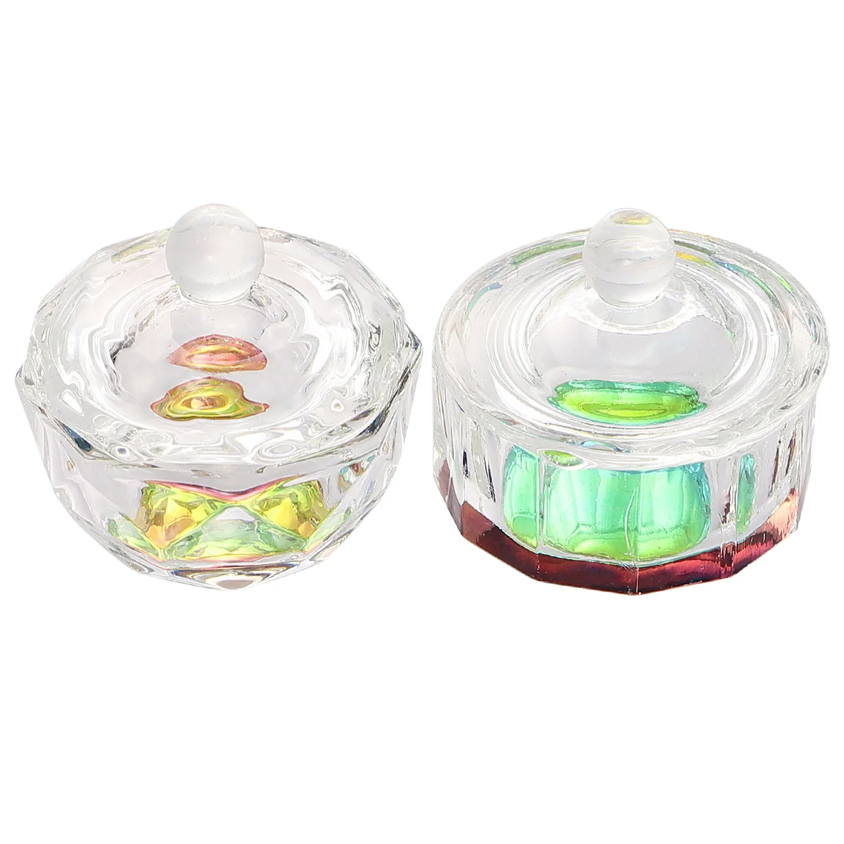 

2pcs Crystal Nail Art Cup Dappen Dish Bowl Manicures Liquid Cup Manicure Care Tools Nail Art Bowl Nail Glass Dish with Lid