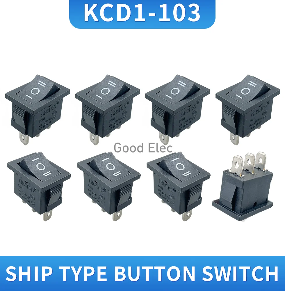 

5 шт. трехпозиционные тумблеры KCD1 103 3P черные 6А/250В 10А/125В