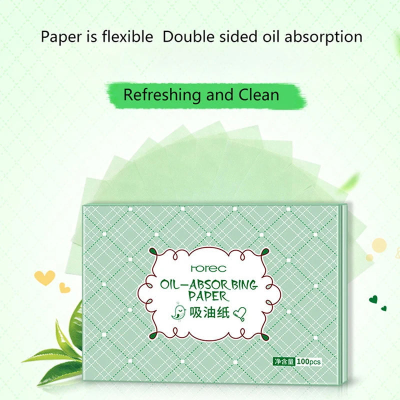

100Pcs/pack Plant Fibres Green Tea Pulp Makeup Cleansing Oil Absorbing Face Paper Absorb Blotting Facial Cleanser Face Tool