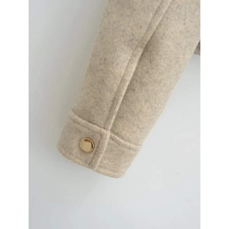 Куртка TRAF ZR Женская шерстяная верхняя одежда модные городские пальто элегантное