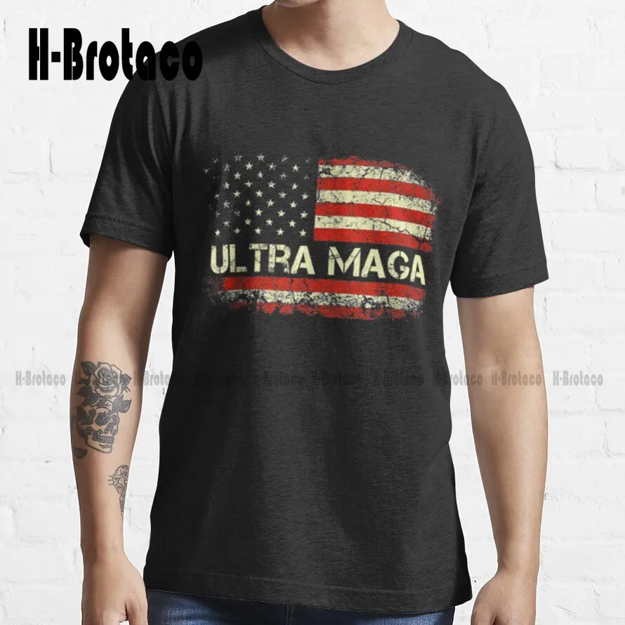 

Винтажная Футболка Ultra Maga And Proud Of It, трендовая футболка с изображением Трампа 2024, футболки большого размера, хлопковые уличные простые винта...
