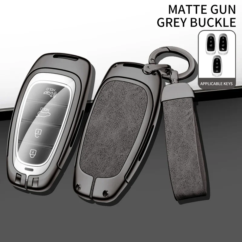 

Кожаный чехол для автомобильных ключей из цинкового сплава для Hyundai Santa Fe Tucson 2022 NEXO NX4 Atos Solaris Prime 20212, аксессуары для автомобильных ключей